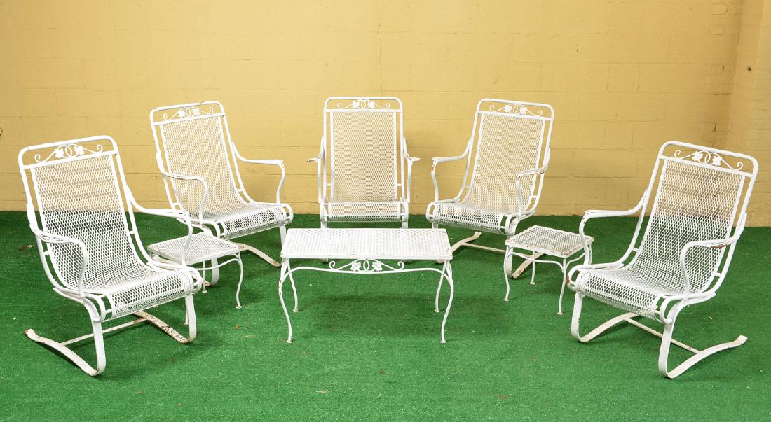 Vintage wrought iron foliate decorated patio suite (1 of 8)
