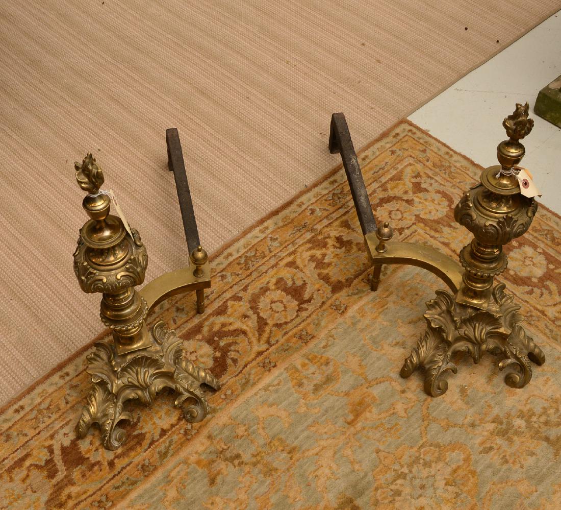 Pair Baroque style bronze andirons (1 of 7)