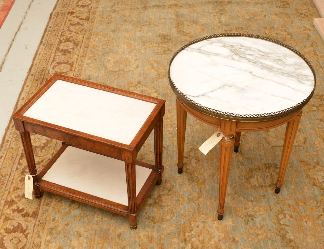 (2) Continental marble top occasional tables (1 of 7)