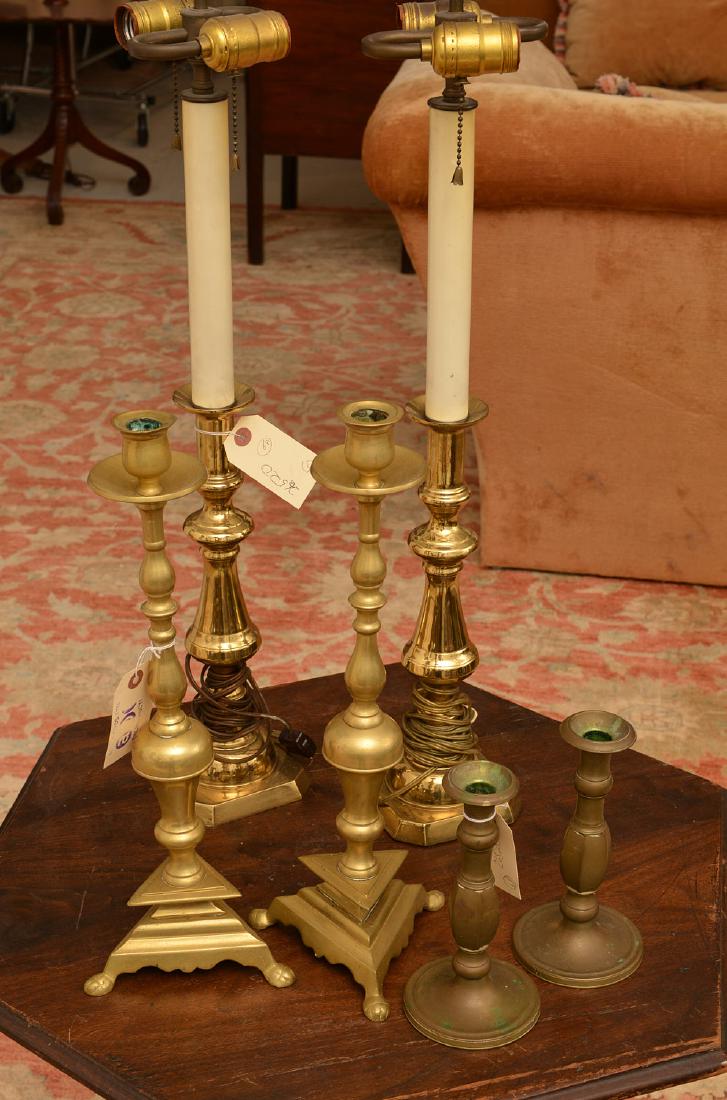 Antique bronze and brass candlestick grouping (1 of 9)