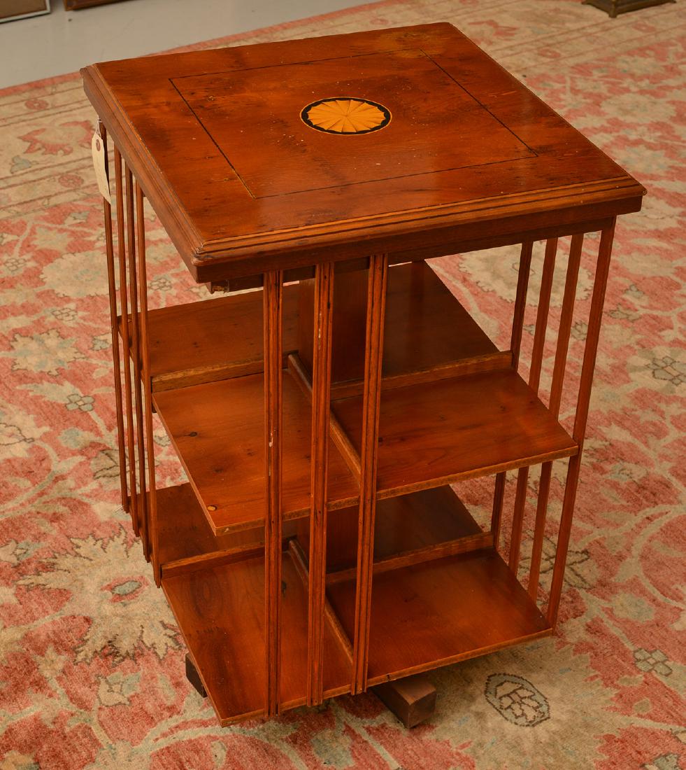 George III style inlaid revolving bookcase (1 of 8)
