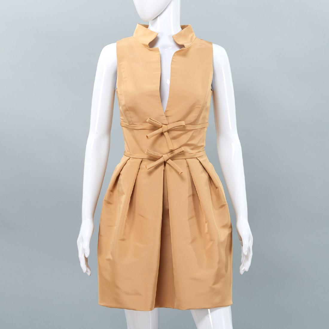 Oscar de la Renta gold silk cocktail dress (1 of 6)