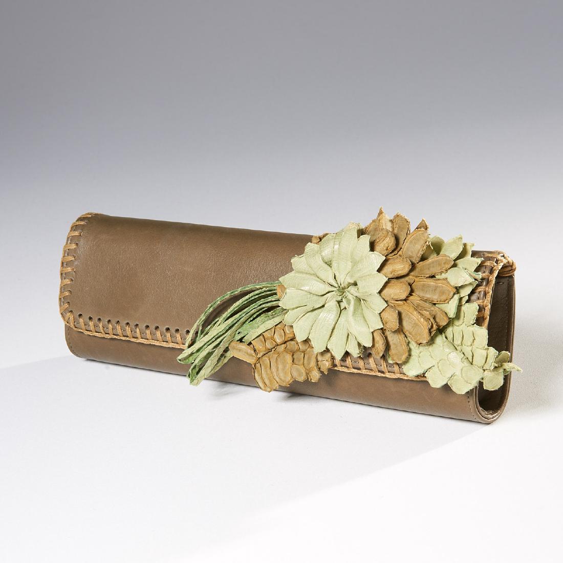 Carlos Falchi olive green clutch handbag (1 of 7)