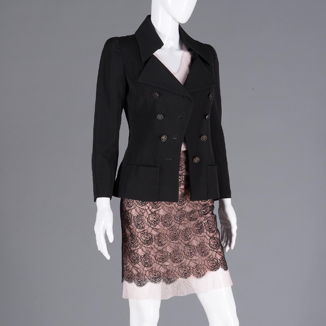 Chanel lace camisole & skirt w/ wool blazer (1 of 9)