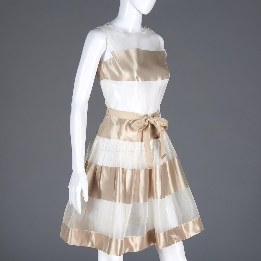 Sheer striped silk pleated cocktail dress (1 of 4)