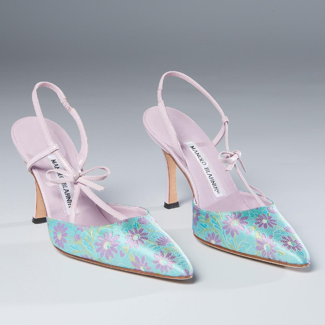 Manolo Blahnik floral brocade slingback shoes (1 of 7)