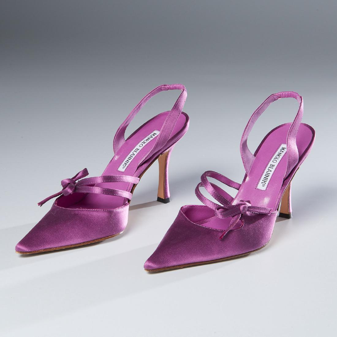 Manolo Blahnik purple satin slingback shoes (1 of 7)