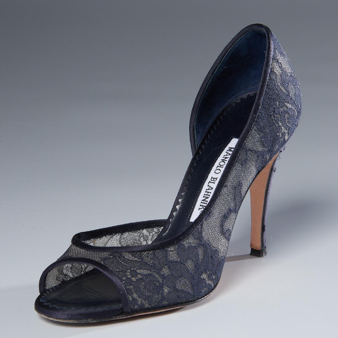 Manolo Blahnik navy lace pump shoes (1 of 8)