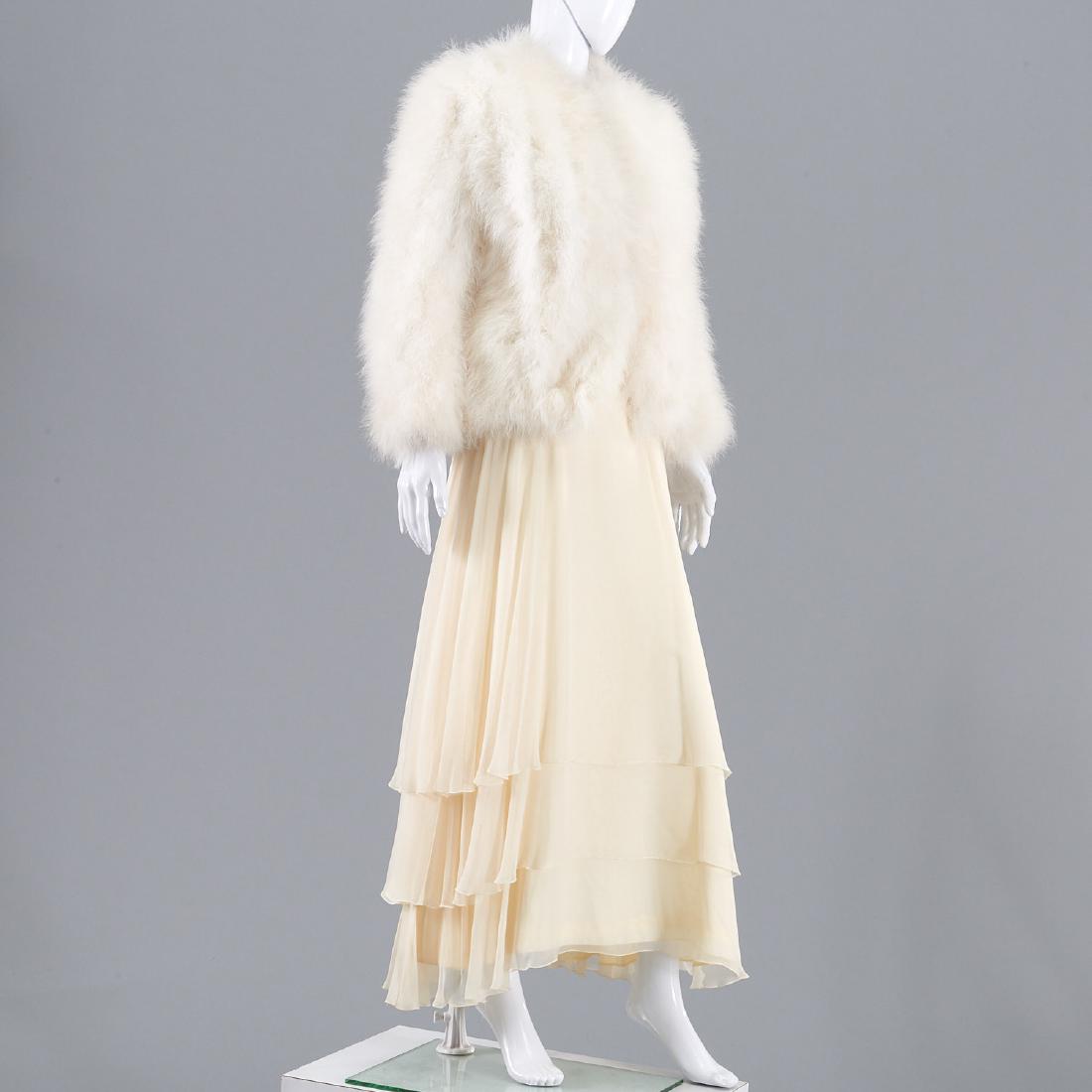 Henri Bendel chiffon dress and feather jacket (1 of 9)