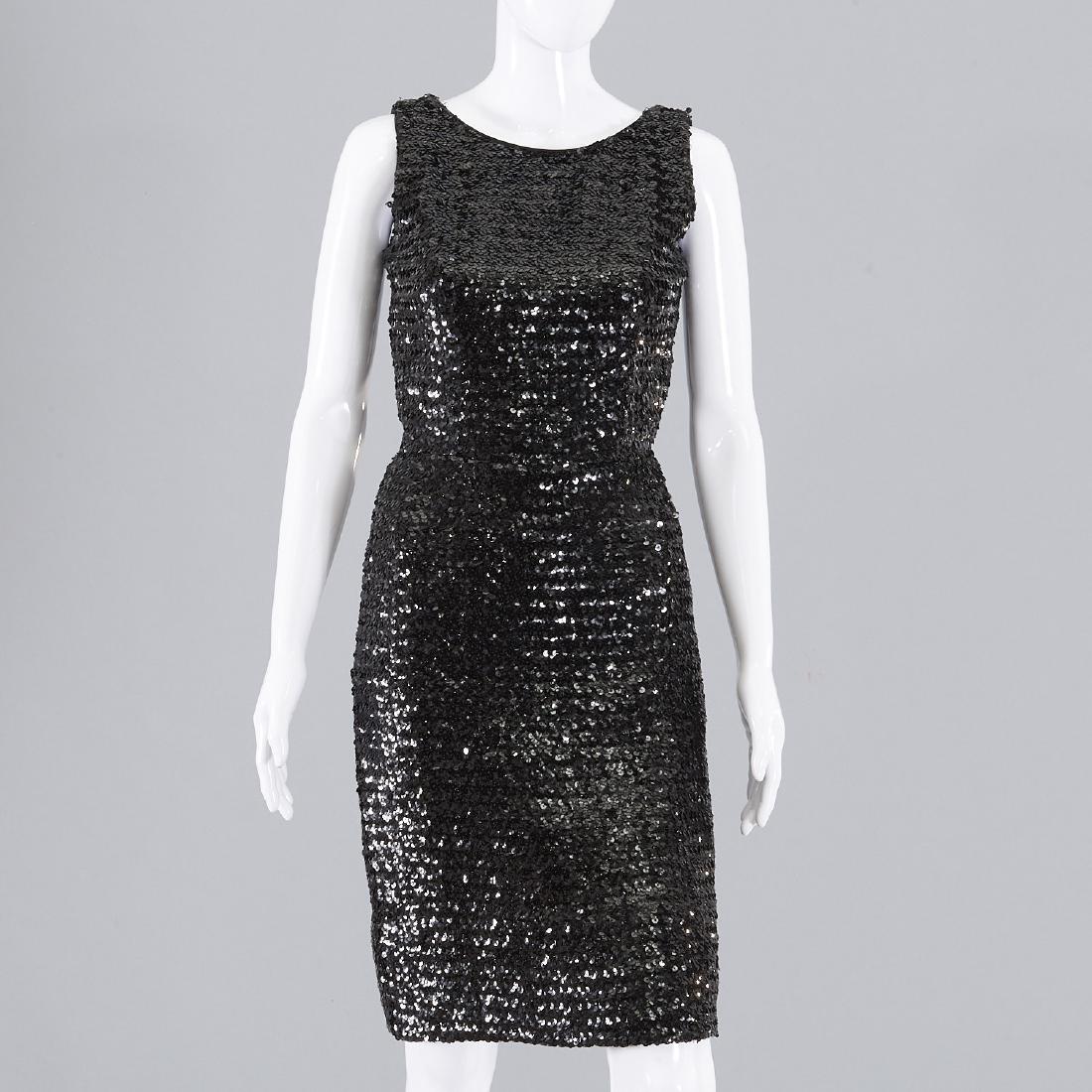 Vintage black sequined sleeveless cocktail dress (1 of 9)