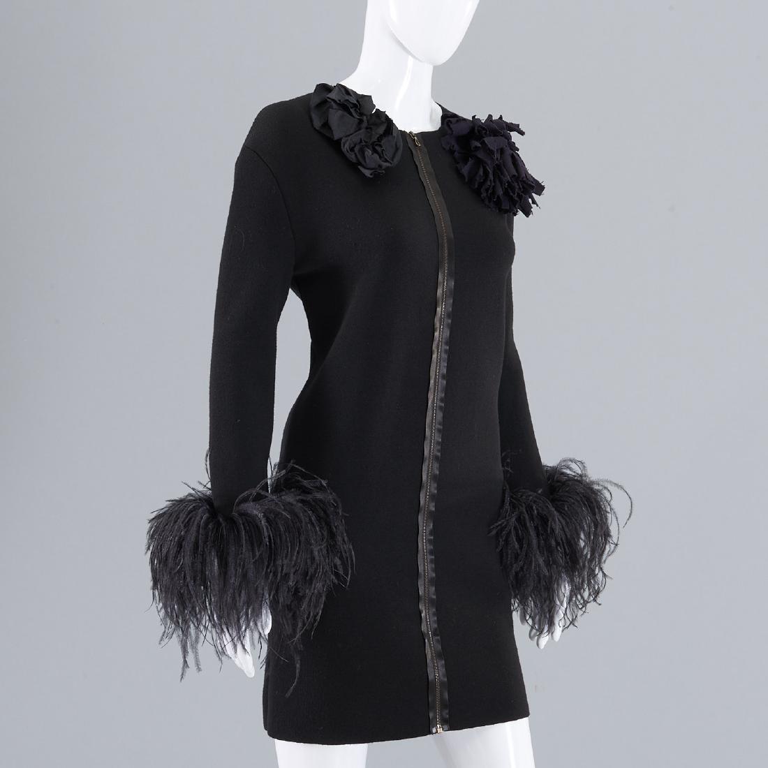 Lanvin wool knit coat with ostrich feather cuffs (1 of 7)