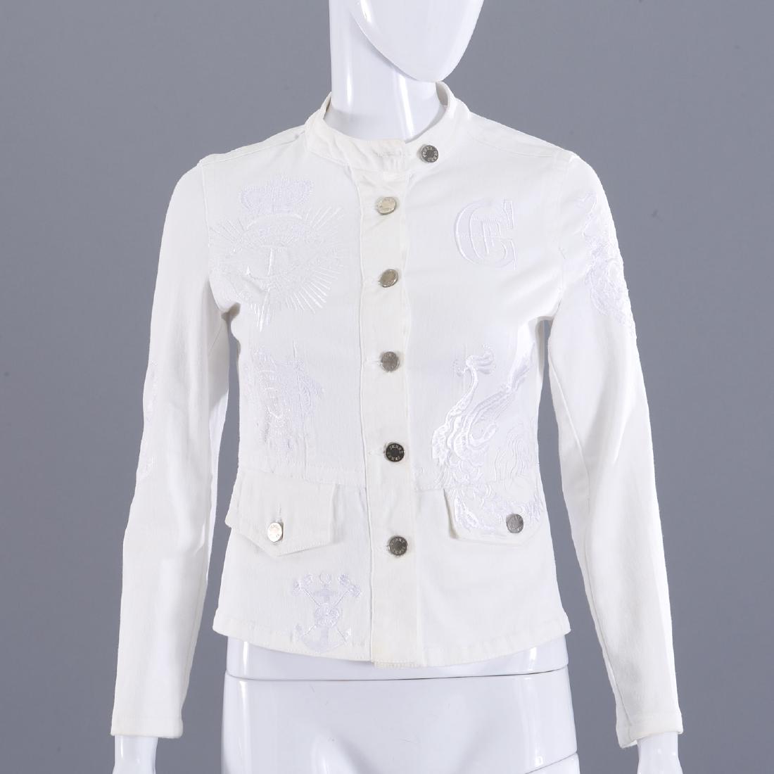 Gianfranco Ferre White denim embroidered jacket (1 of 7)