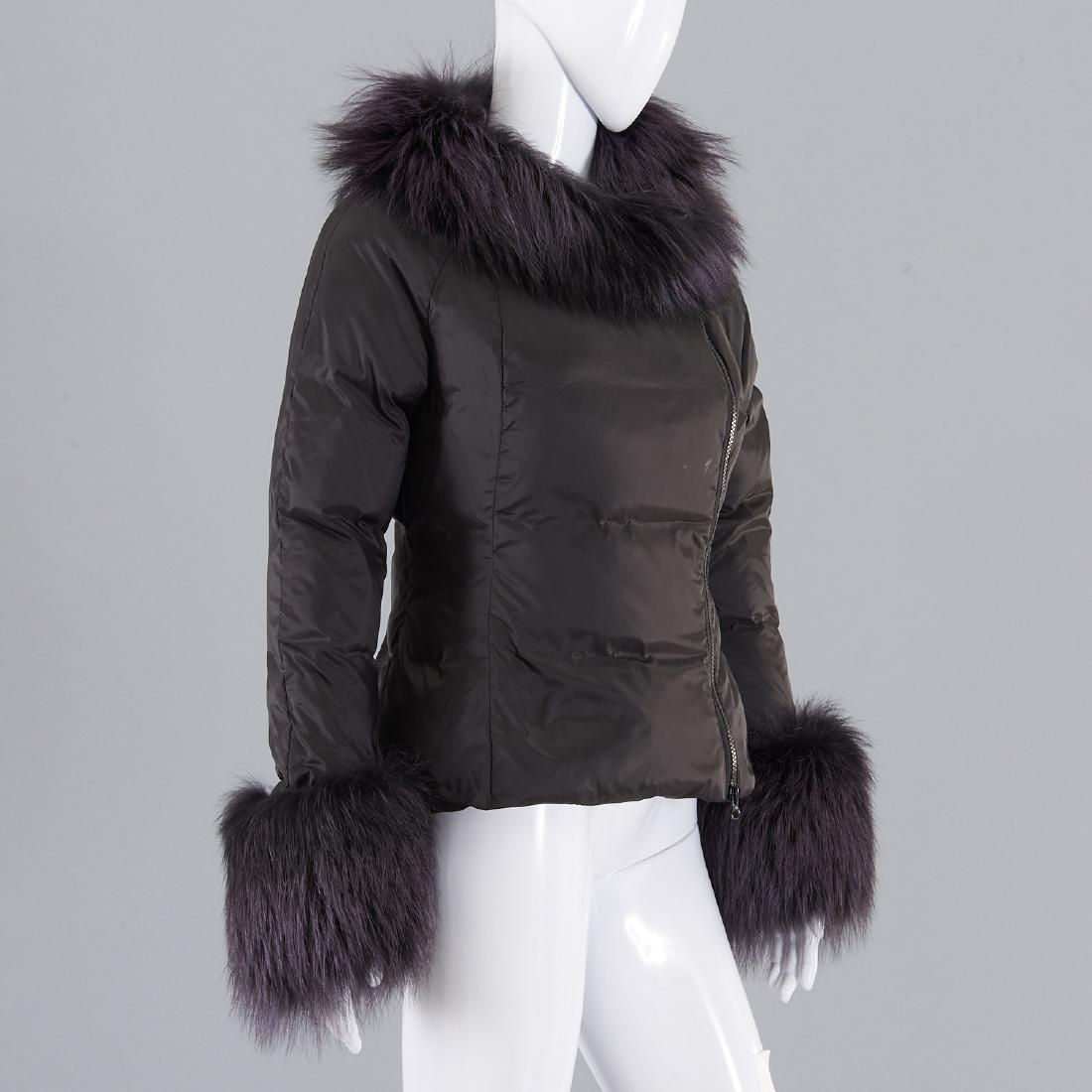 Cynthia Rose black nylon jacket with fur trim (1 of 8)