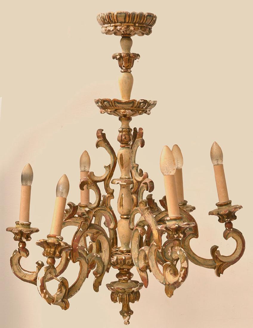 Italian Baroque style painted wood chandelier (1 of 3)