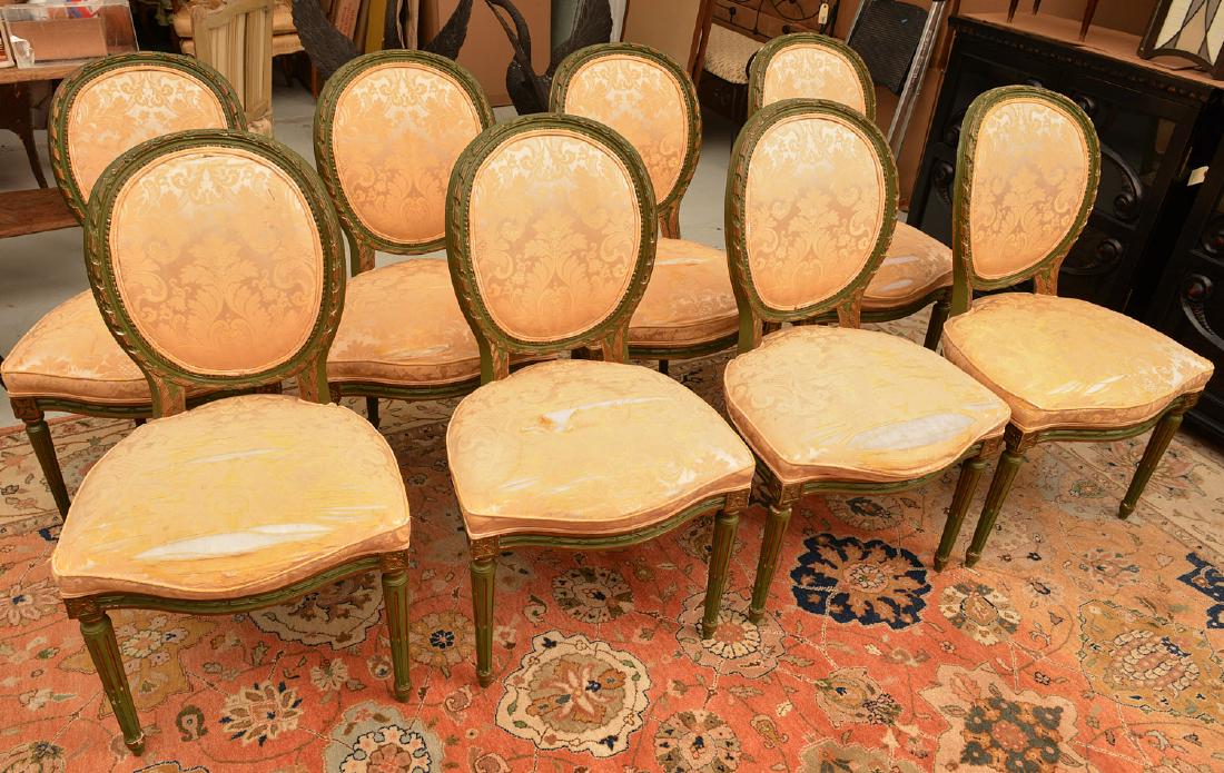 Set (8) Louis XVI style painted dining chairs (1 of 5)