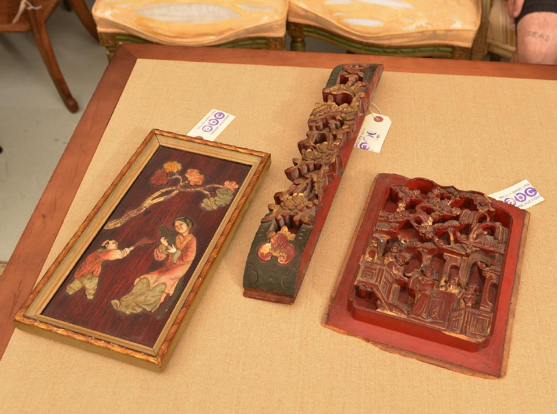 (3) Chinese carved wall hangings