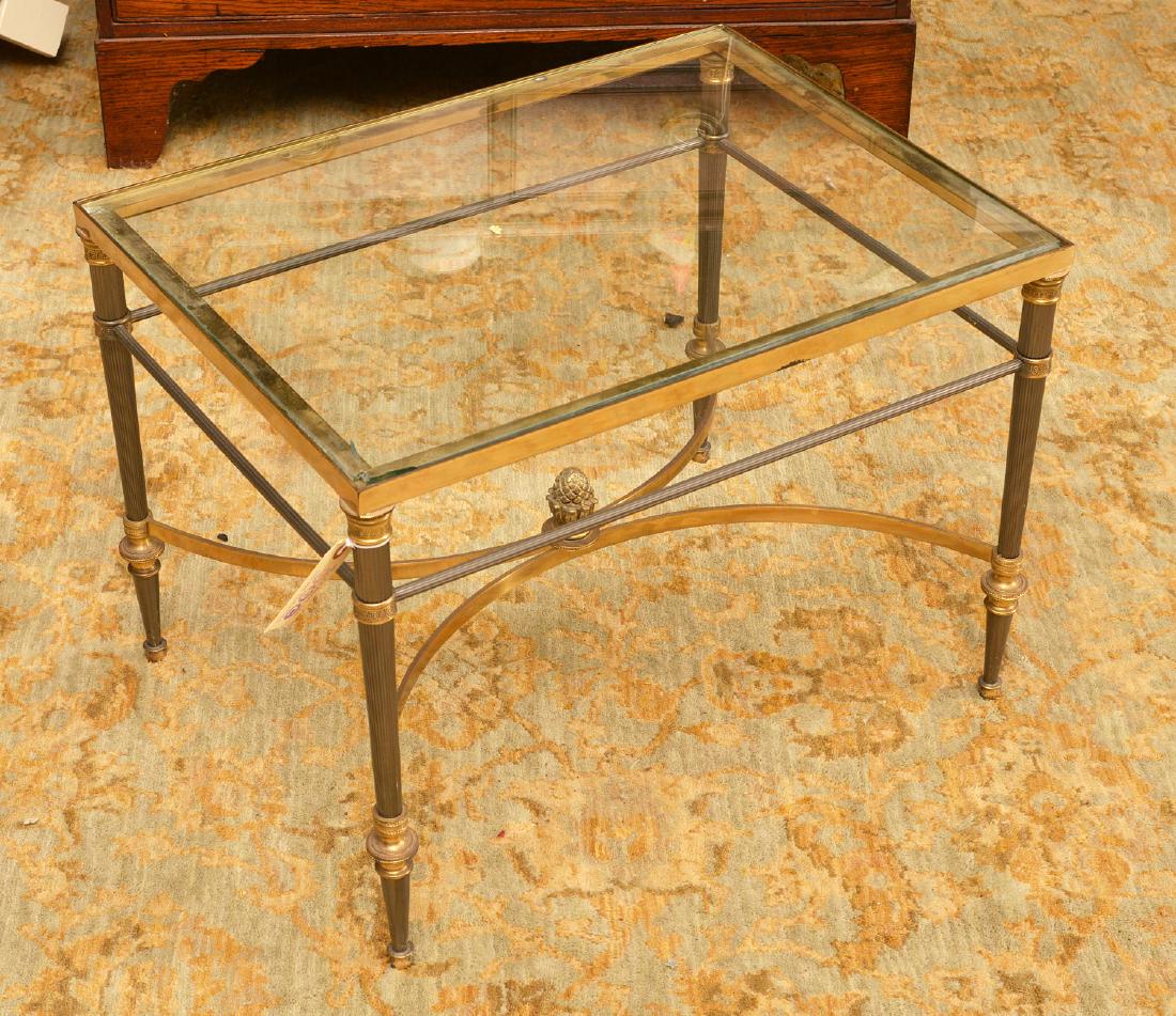 Jansen style steel and bronze side table (1 of 3)