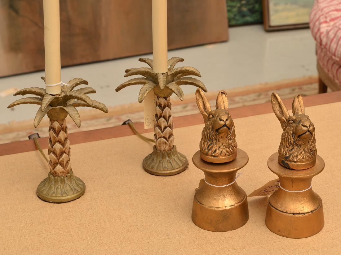 Group gilt Rabbit and Pineapple decorative objects (1 of 5)