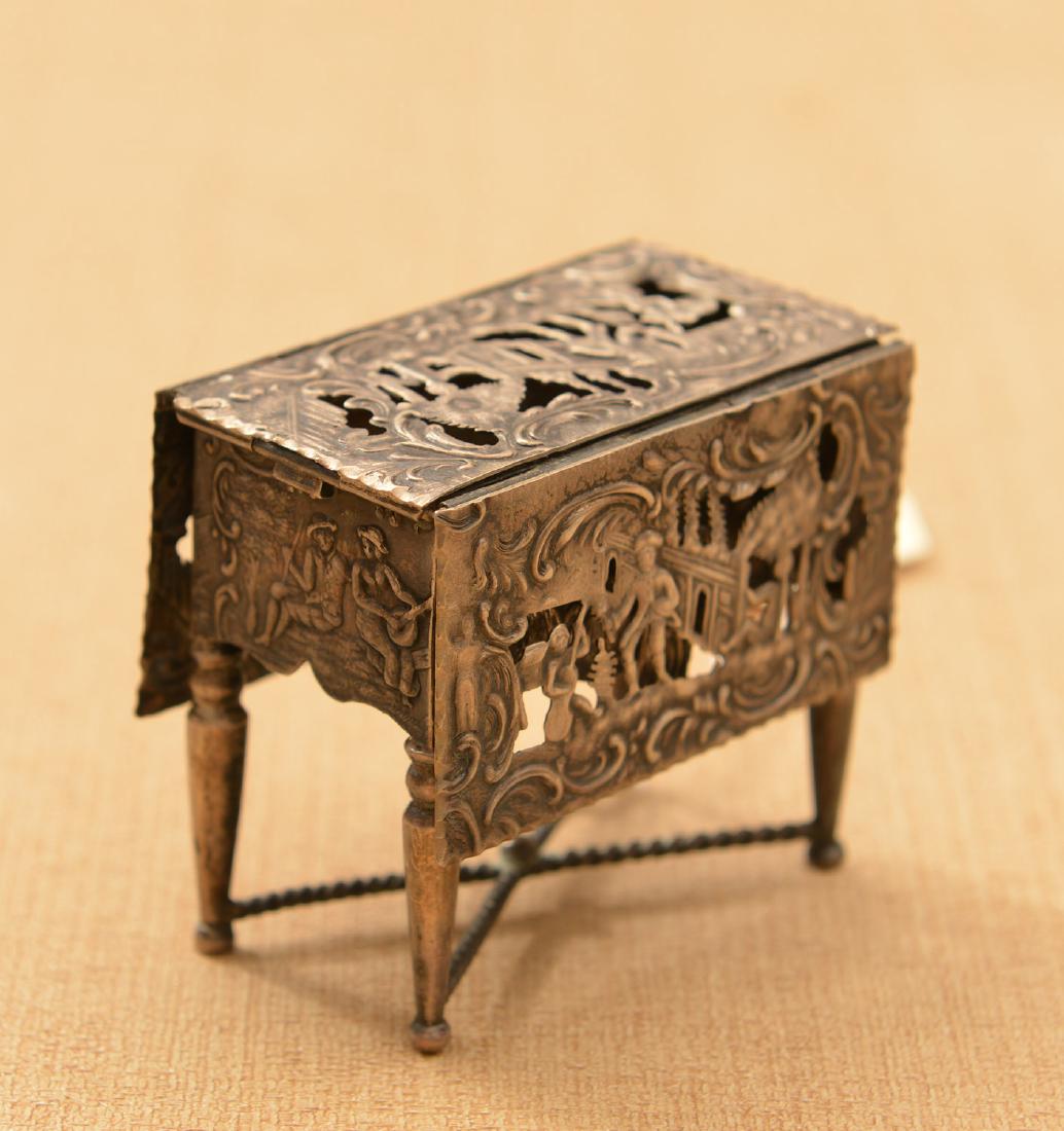 Dutch .800 silver miniature drop-leaf table (1 of 4)