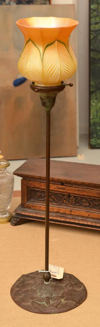 Tiffany Studios style bronze candlestick lamp (1 of 9)