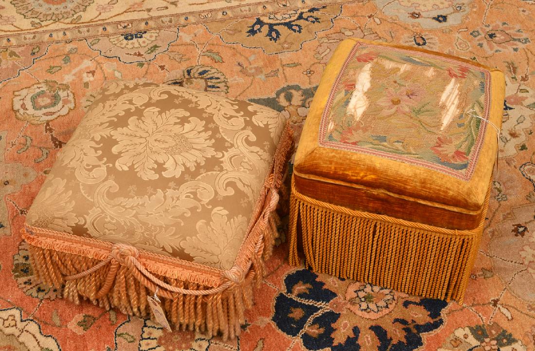 (2) Decorator silk fringed footstools (1 of 4)