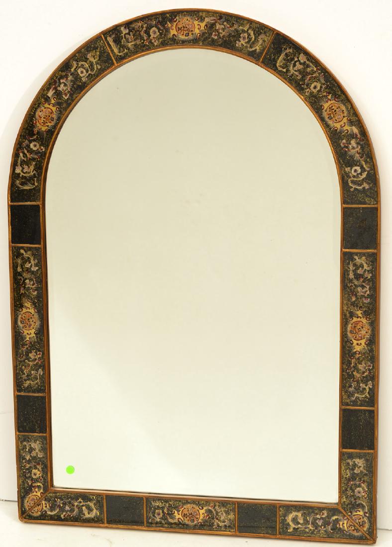 Designer eglomise framed arched wall mirror (1 of 5)