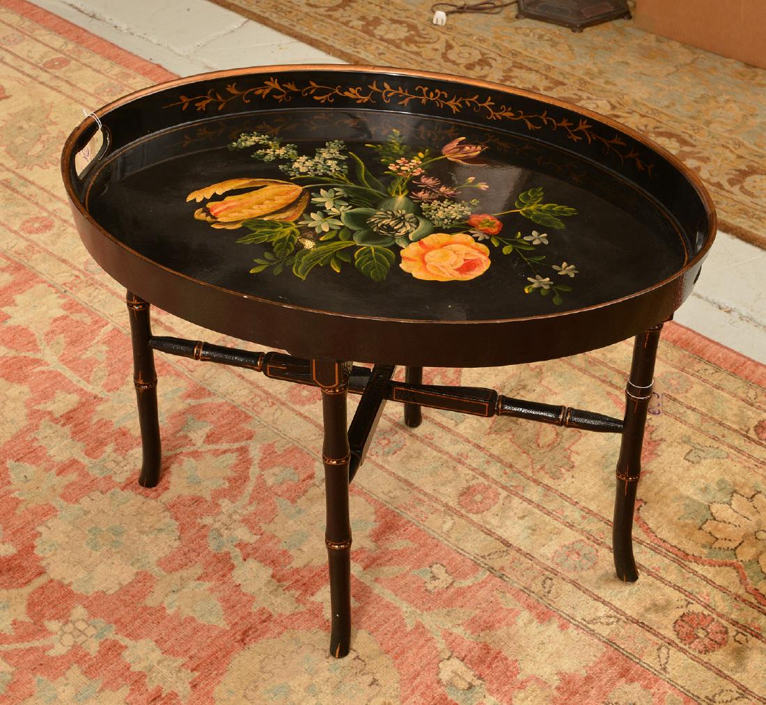 Regency style tole peinte tray on folding stand (1 of 3)