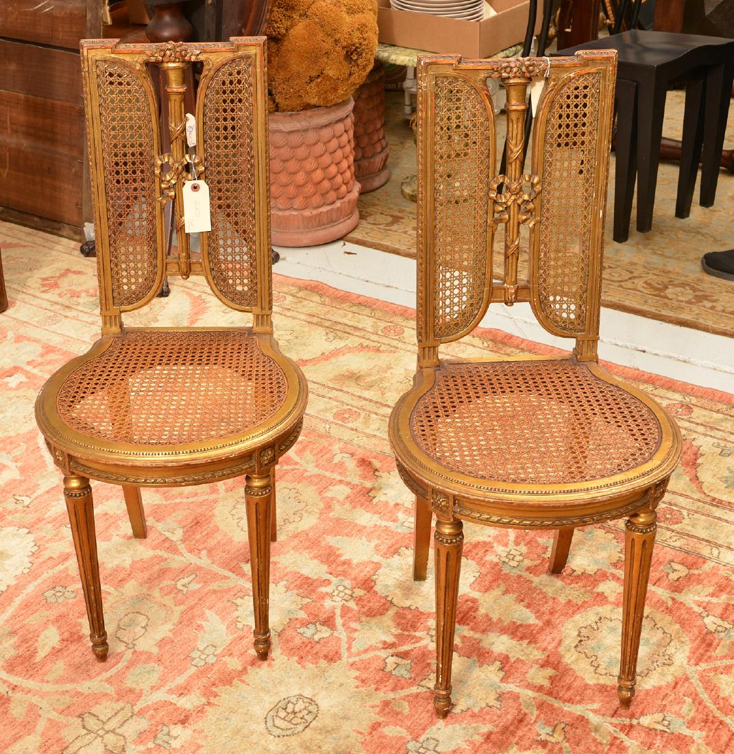 Pair Italian caned giltwood fasces side chairs (1 of 4)
