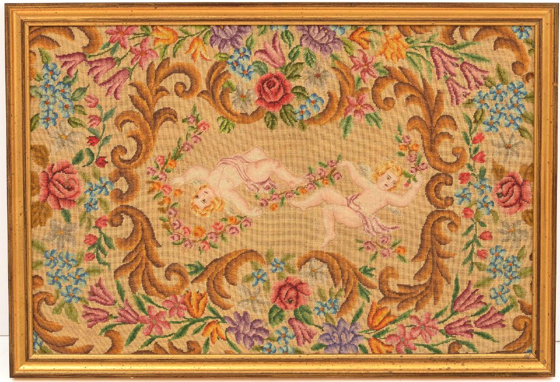 Framed petit point and needlepoint panel (1 of 4)