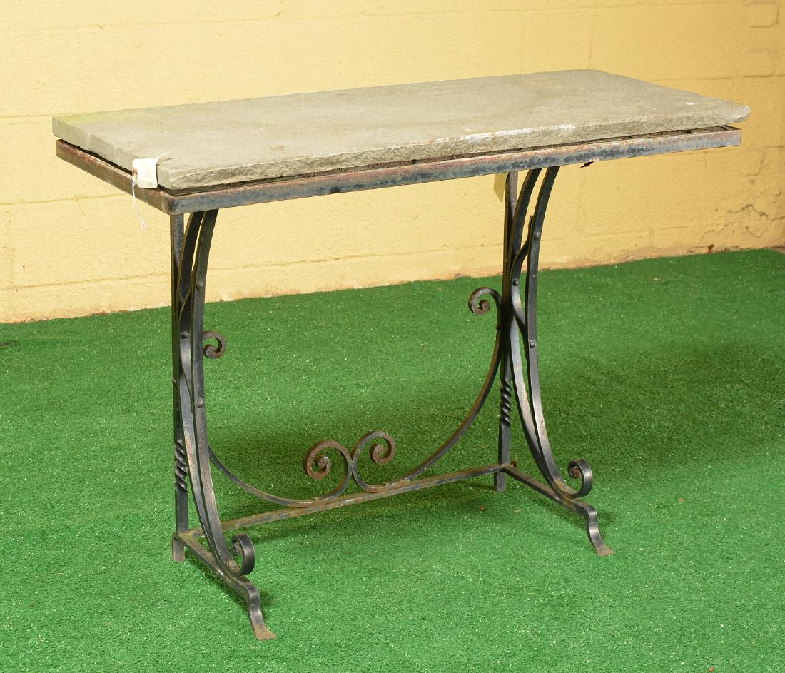 Vintage wrought iron and stone console table (1 of 3)