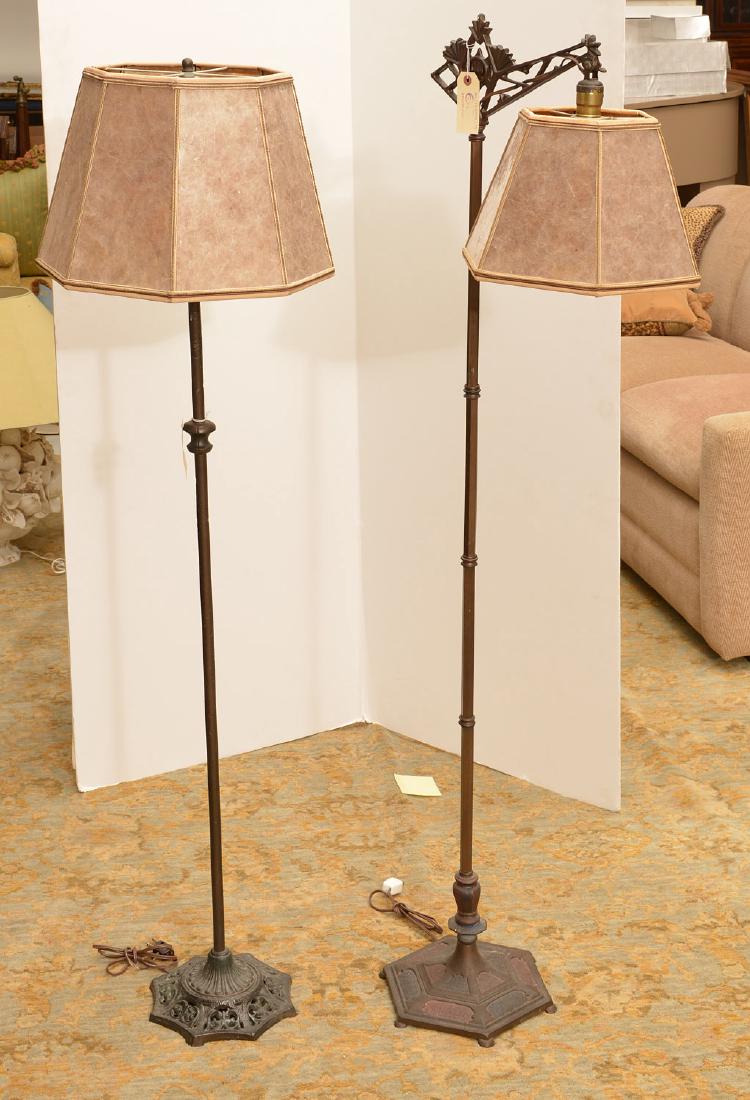 (2) cast iron floor lamps with mica shades (1 of 7)