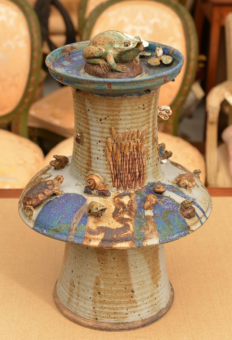 Artist signed Studio pottery frog fountainhead (1 of 8)