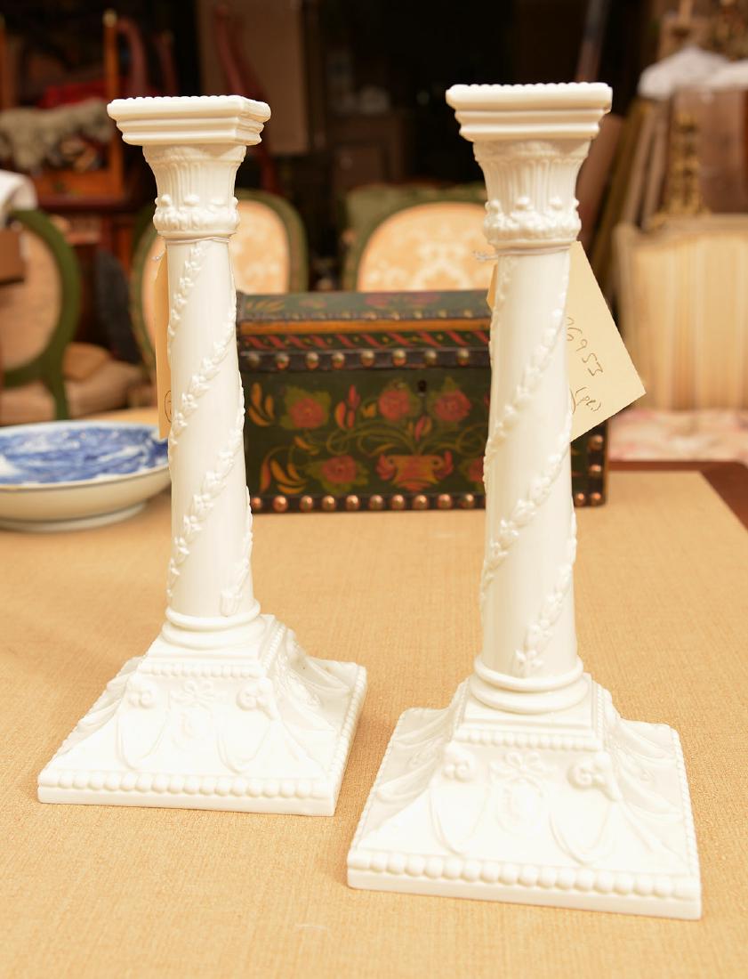 Pair Royal Worcester porcelain candlesticks