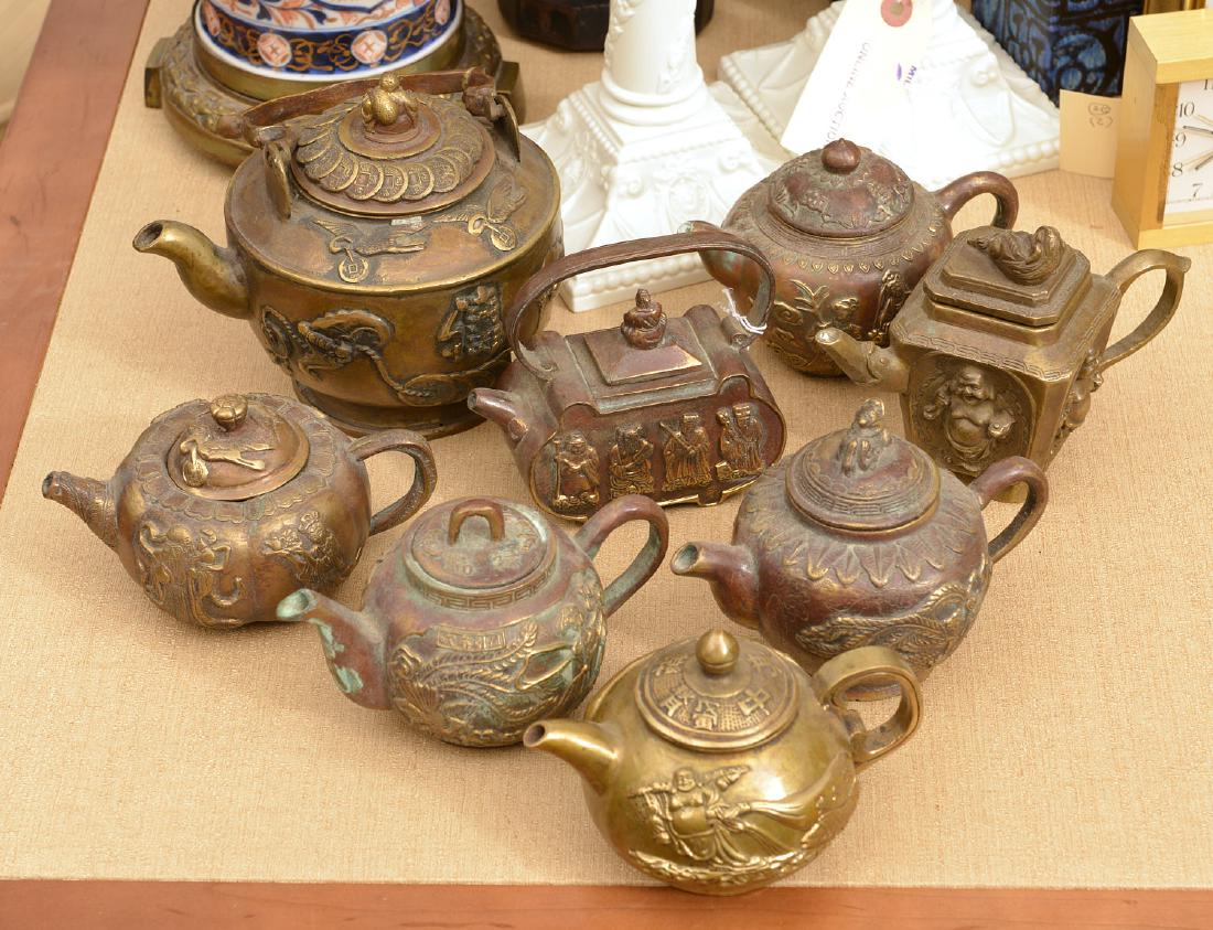 Collection (8) Chinese bronze teapots (1 of 9)