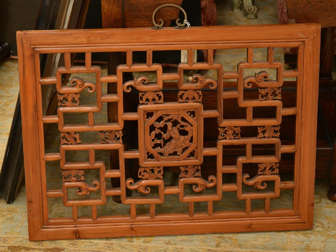 Chinese pierced carved hardwood wall panel (1 of 6)