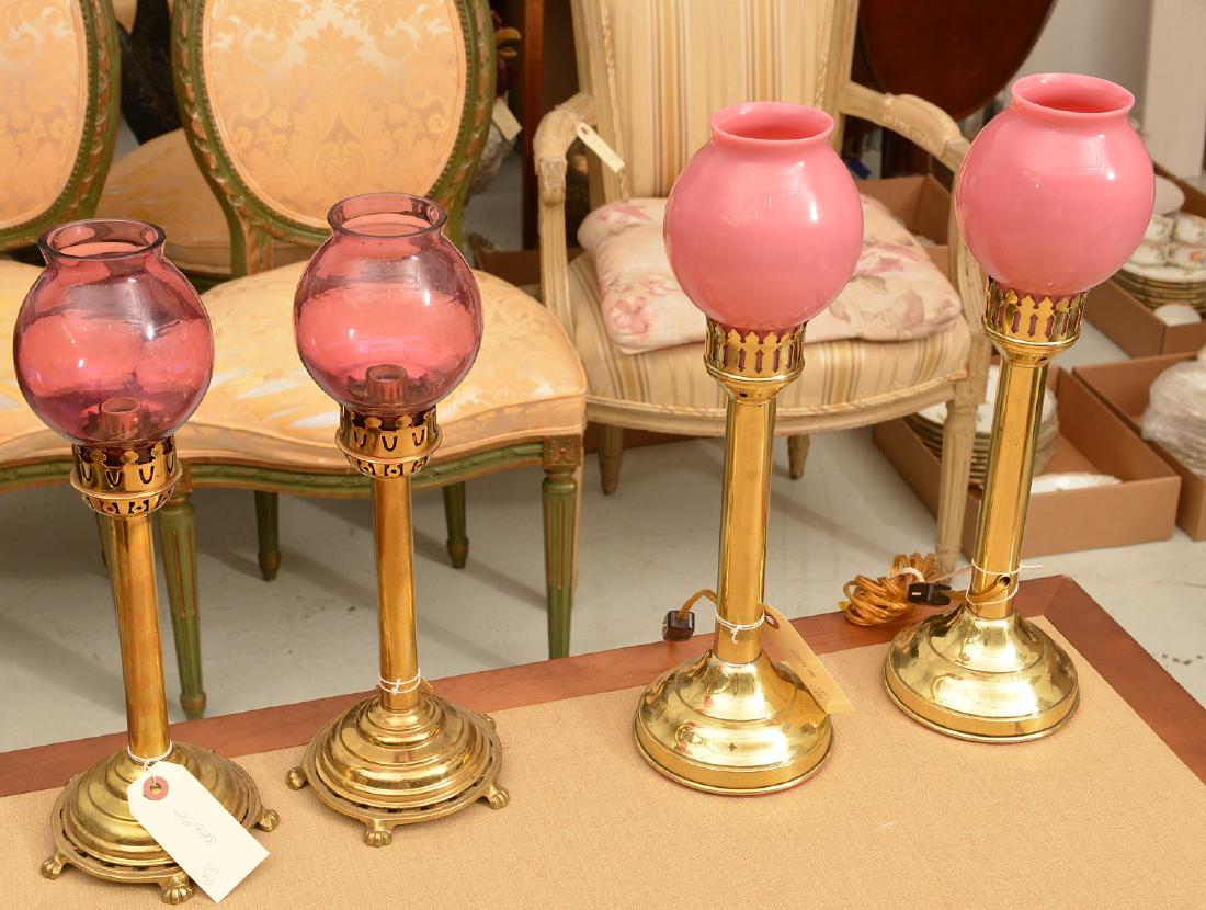 (2) pairs electrified brass candlestick lamps (1 of 5)