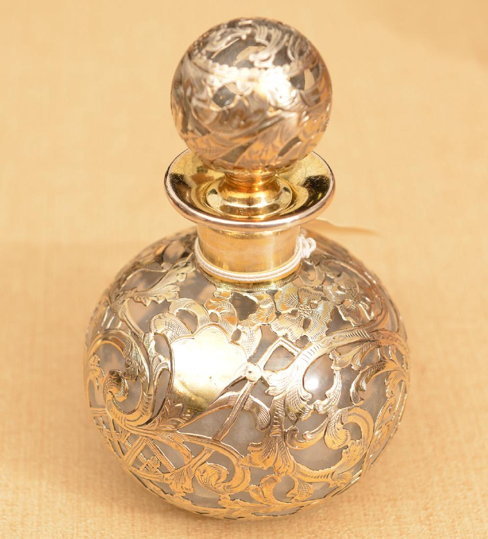 Silver overlay glass scent bottle (1 of 5)