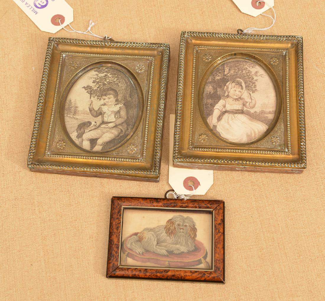 (3) antique framed miniature artworks (1 of 5)