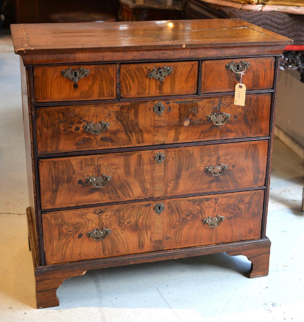 George III style burled walnut chest of drawers (1 of 6)