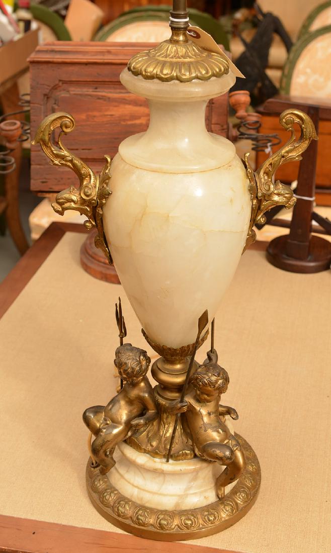 Large Louis XVI style bronze, alabaster lamp (1 of 7)