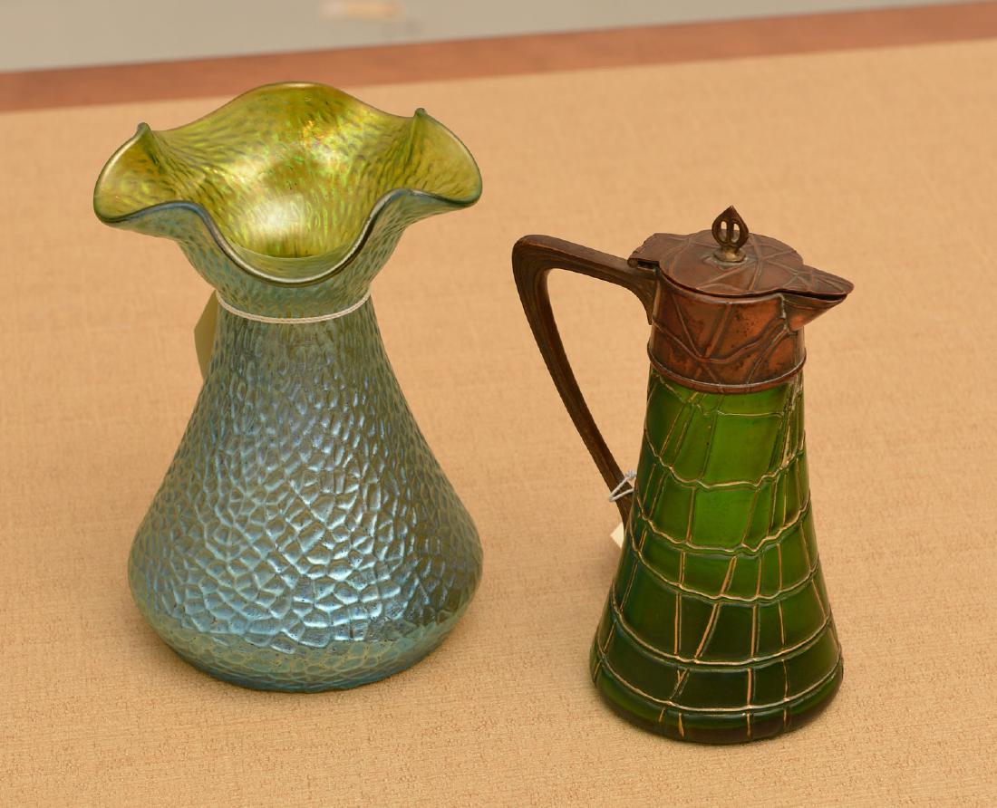(2) Loetz type art glass vessels (1 of 4)