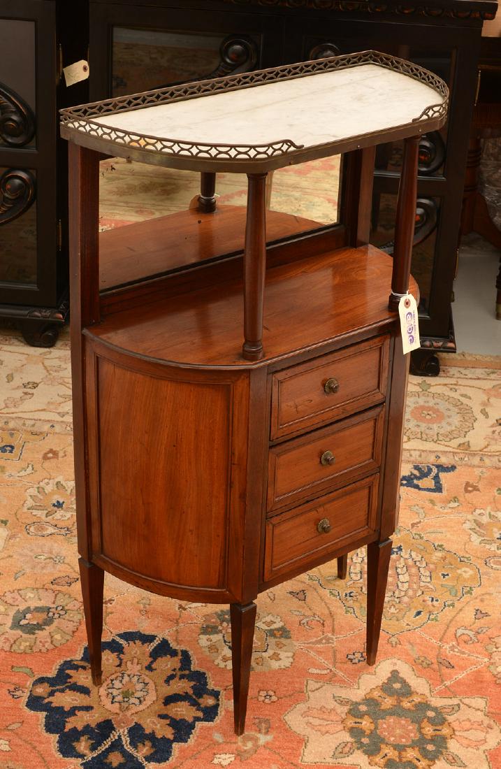 Louis XVI marble top mahogany demilune etagere (1 of 7)