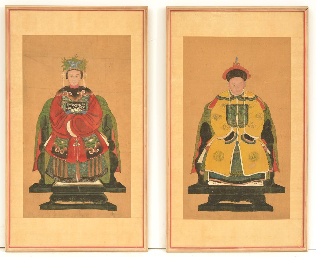 Pair Chinese ancestral portraits (1 of 6)
