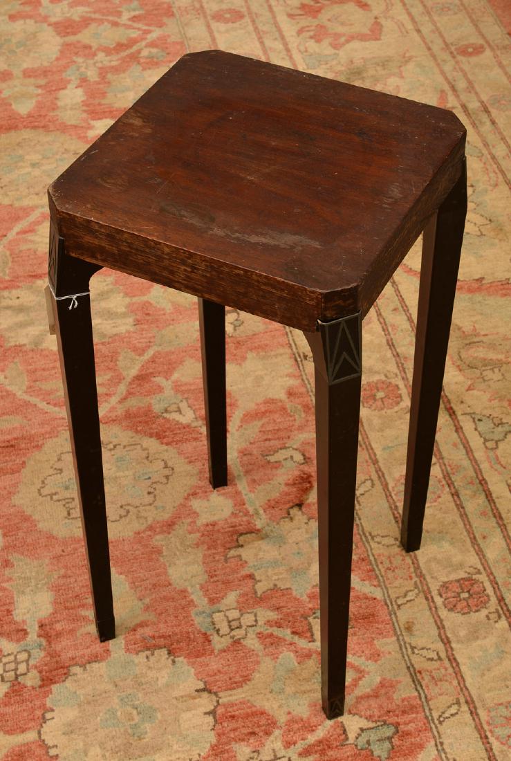 Art Deco style aluminum legged occasional table: Art Deco style aluminum legged occasional table, 20th c., unmarked, 24.5"h x 12"squ.