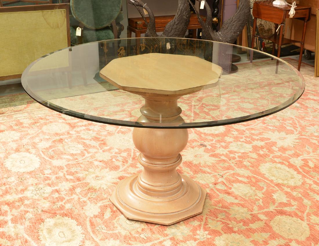 Decorator glass top pedestal dining table (1 of 4)
