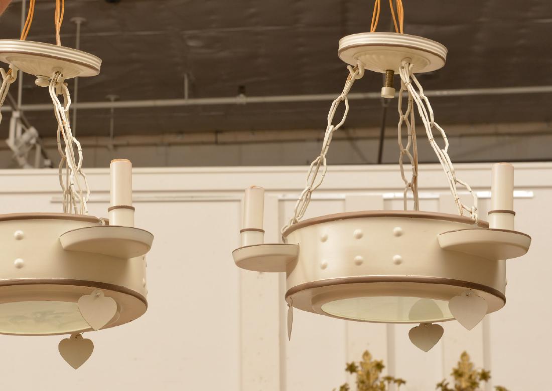 (4) Joseph Richter, NY white tole light fixtures: (4) Joseph Richter, NY white tole light fixtures, 20th/21st c., sticker label of "Joseph Richter, Inc., NYC", 12"h x 12"w