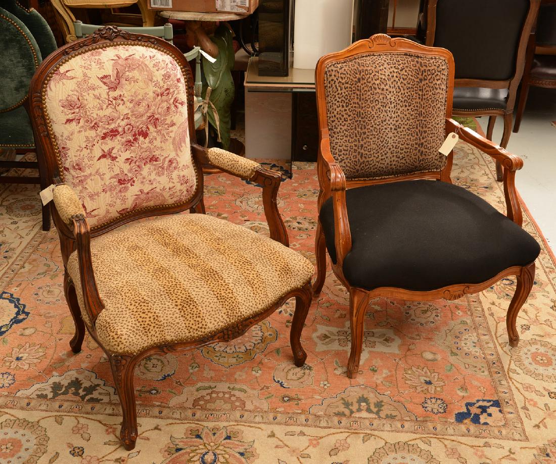 (2) Louis XV style armchairs with animal print (1 of 5)