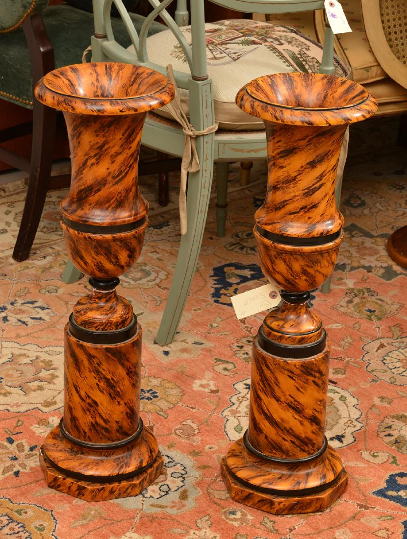 Pair Theodore Alexander faux painted tortoise urns (1 of 4)