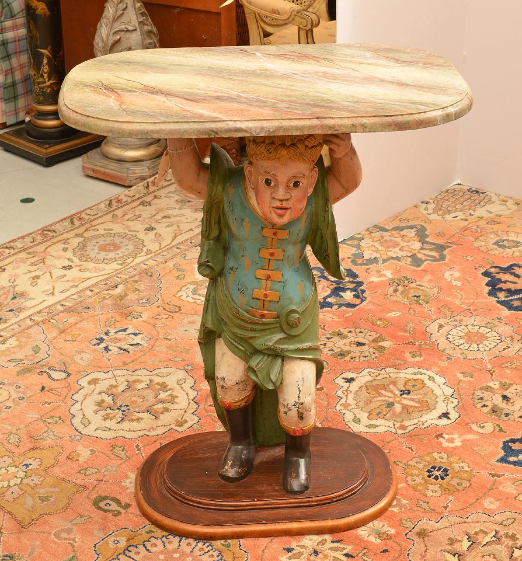 Continental style polychromed wood figural table (1 of 6)