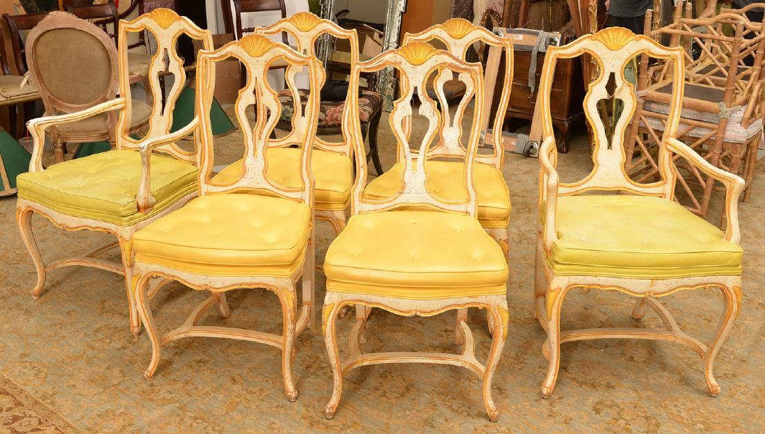 Set (6) Italian Rococo style painted dining chairs (1 of 6)